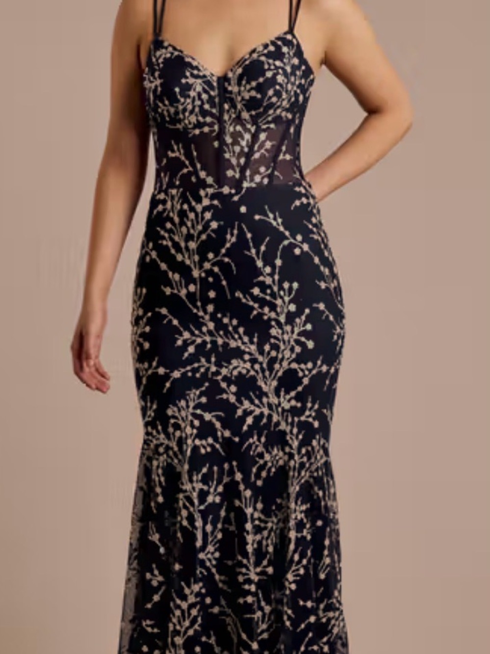 BLONDIE NITES Glitter Floral Lace-Up Back Mermaid Dress NWT sz 7
STYLE# 5273BN